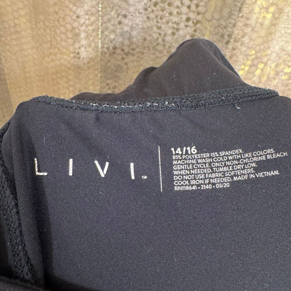 LIVI Active Black Mid Calf Cropped Lattice Tummy Compressing Leggings 14/16 - Picture 3 of 5